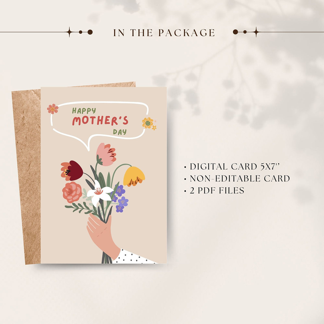 Mother's Day Card Floral Bouquet - Digital download