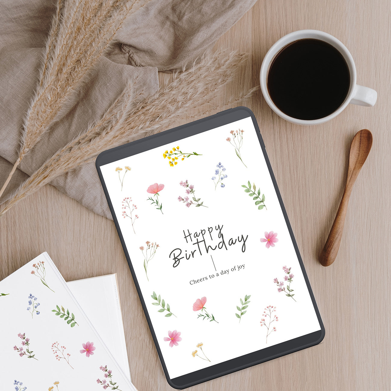 Watercolour Floral Birthday Card - Digital download