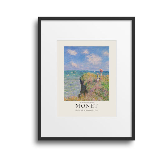 Claude Monet : Cliff Walk at Pourville Wall Art - With Frame