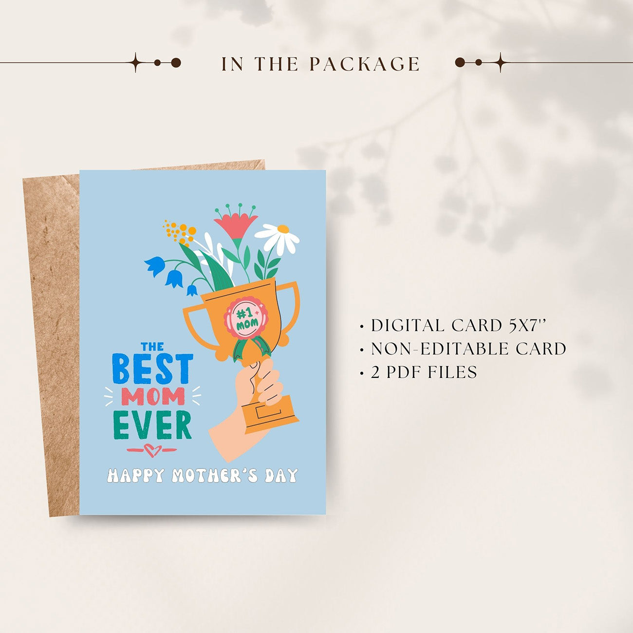 Mother's Day Card Best Mom Ever - Digital download