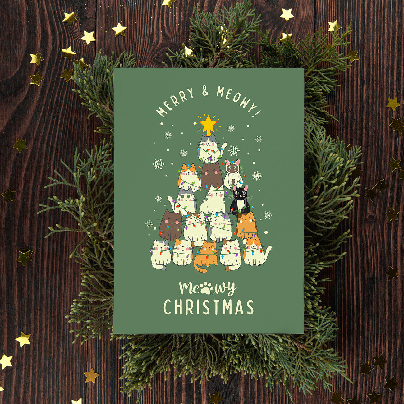 Meowy Christmas Card - Digital download