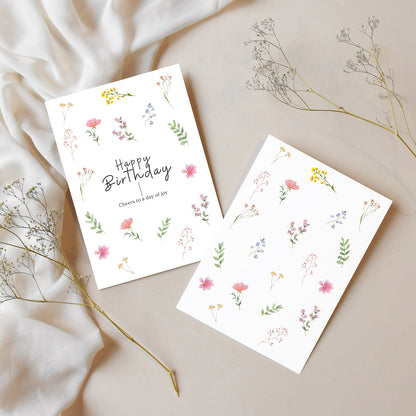 Watercolour Floral Birthday Card - Digital download