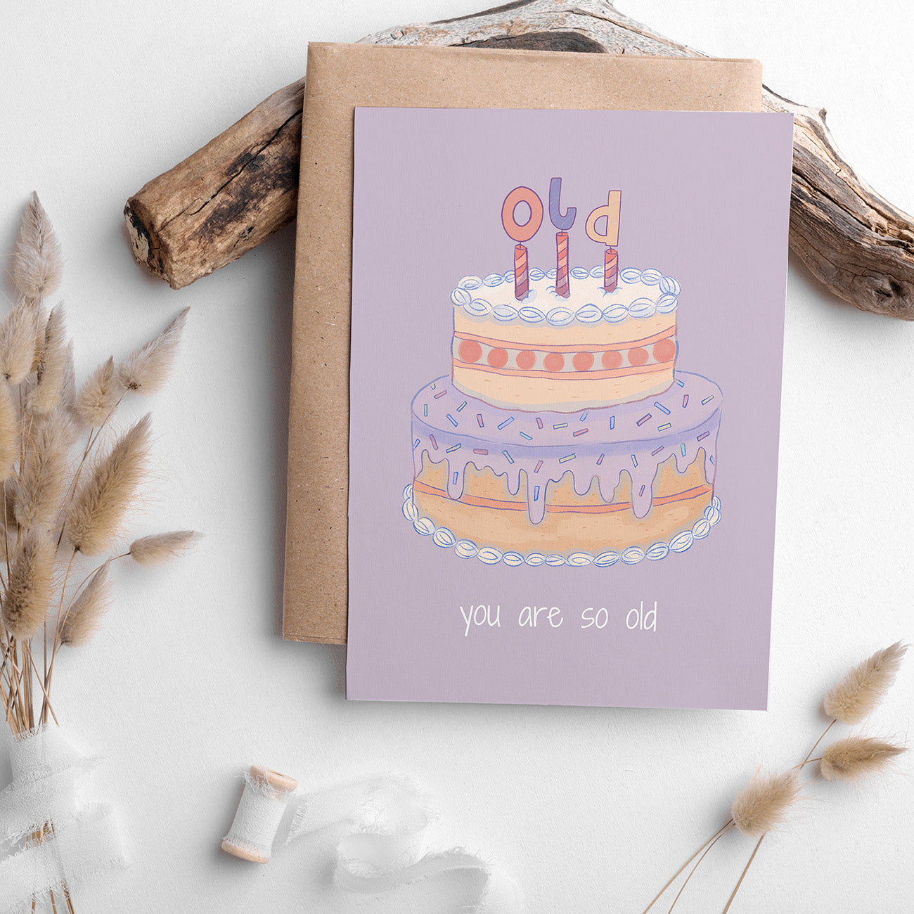 Funny Birthday Card ,You Are So Old, Pastel Cake - Digital download