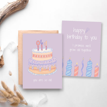 Funny Birthday Card ,You Are So Old, Pastel Cake - Digital download