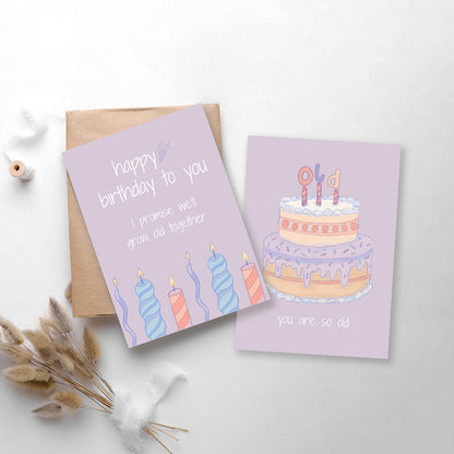 Funny Birthday Card ,You Are So Old, Pastel Cake - Digital download