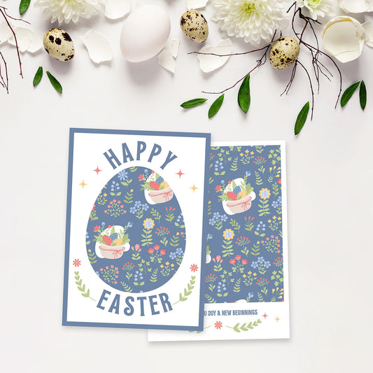 Easter Eggs Blue Pattern Card - Digital download