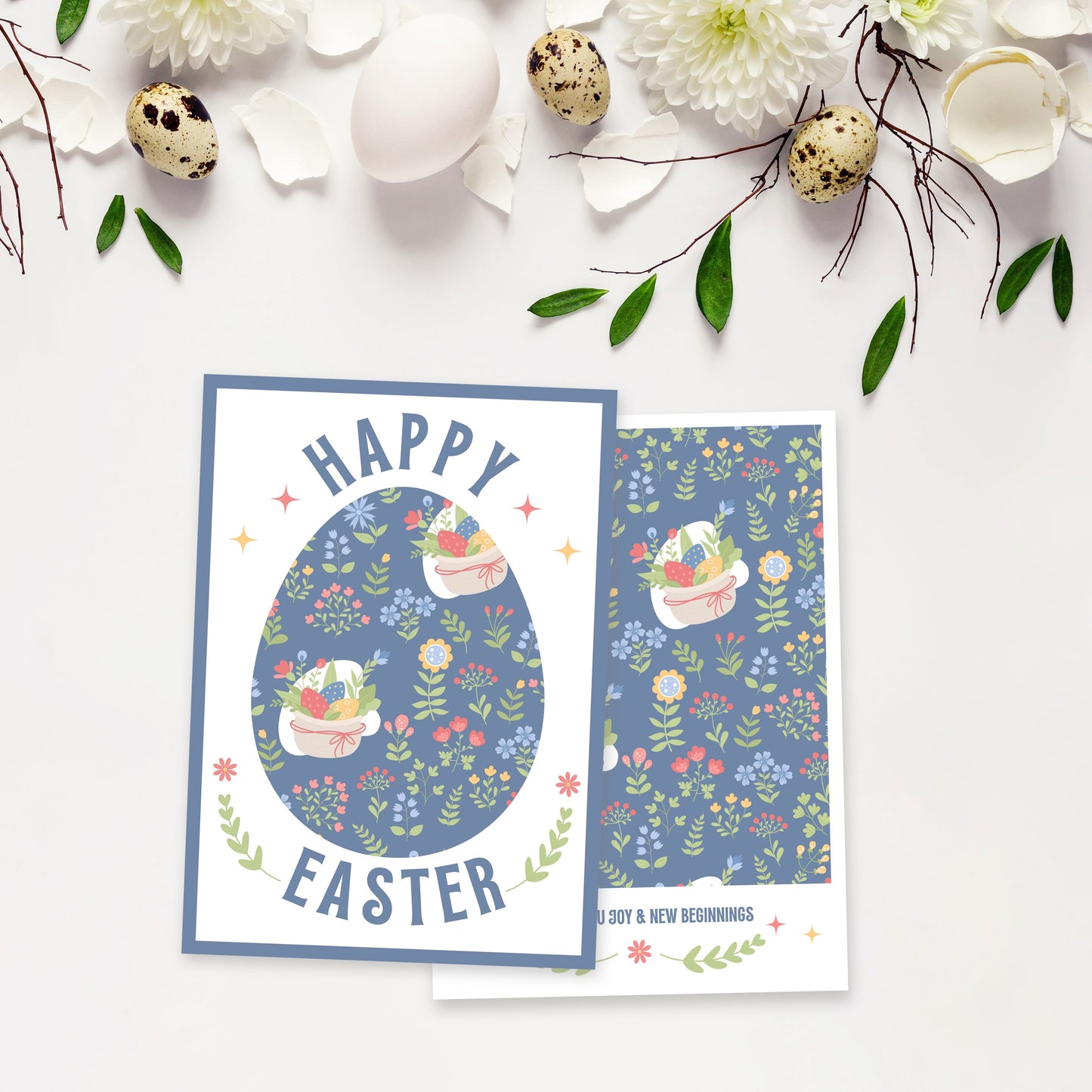 Easter Eggs Blue Pattern Card