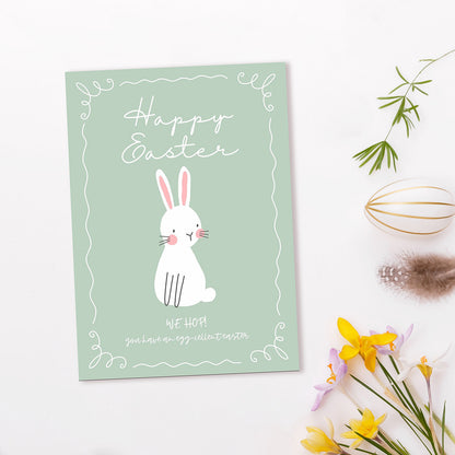 White Bunny Easter Card - Digital download