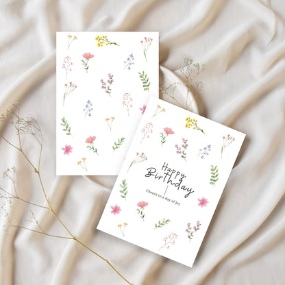 Watercolour Floral Birthday Card - Digital download