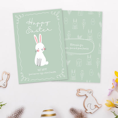 White Bunny Easter Card - Digital download