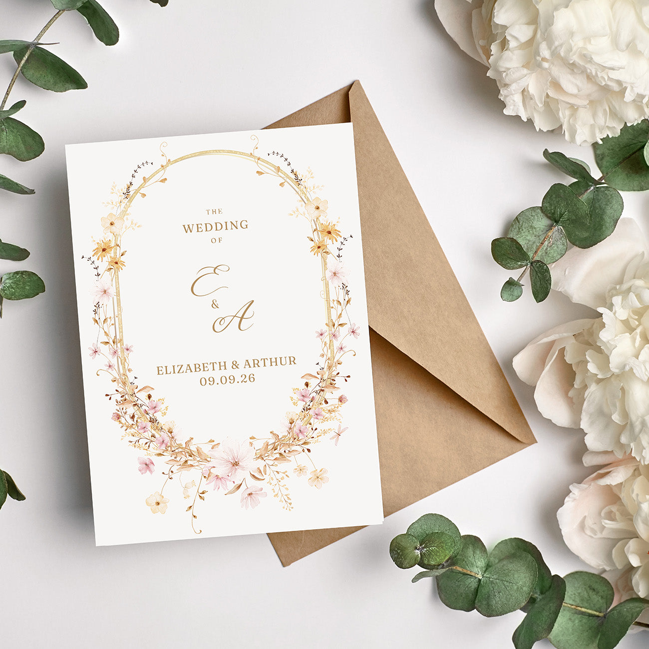 Wildflower Wedding Invitation Editable Template - Digital download