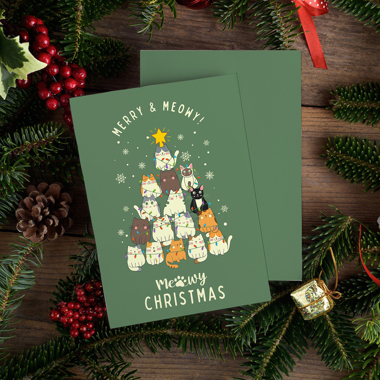 Meowy Christmas Card - Digital download