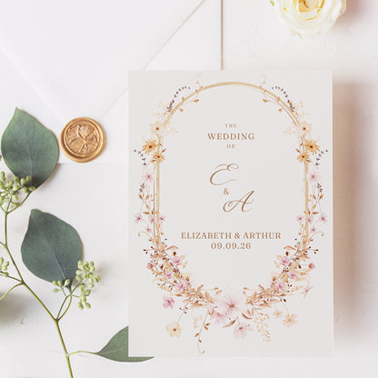 Wildflower Wedding Invitation Editable Template - Digital download