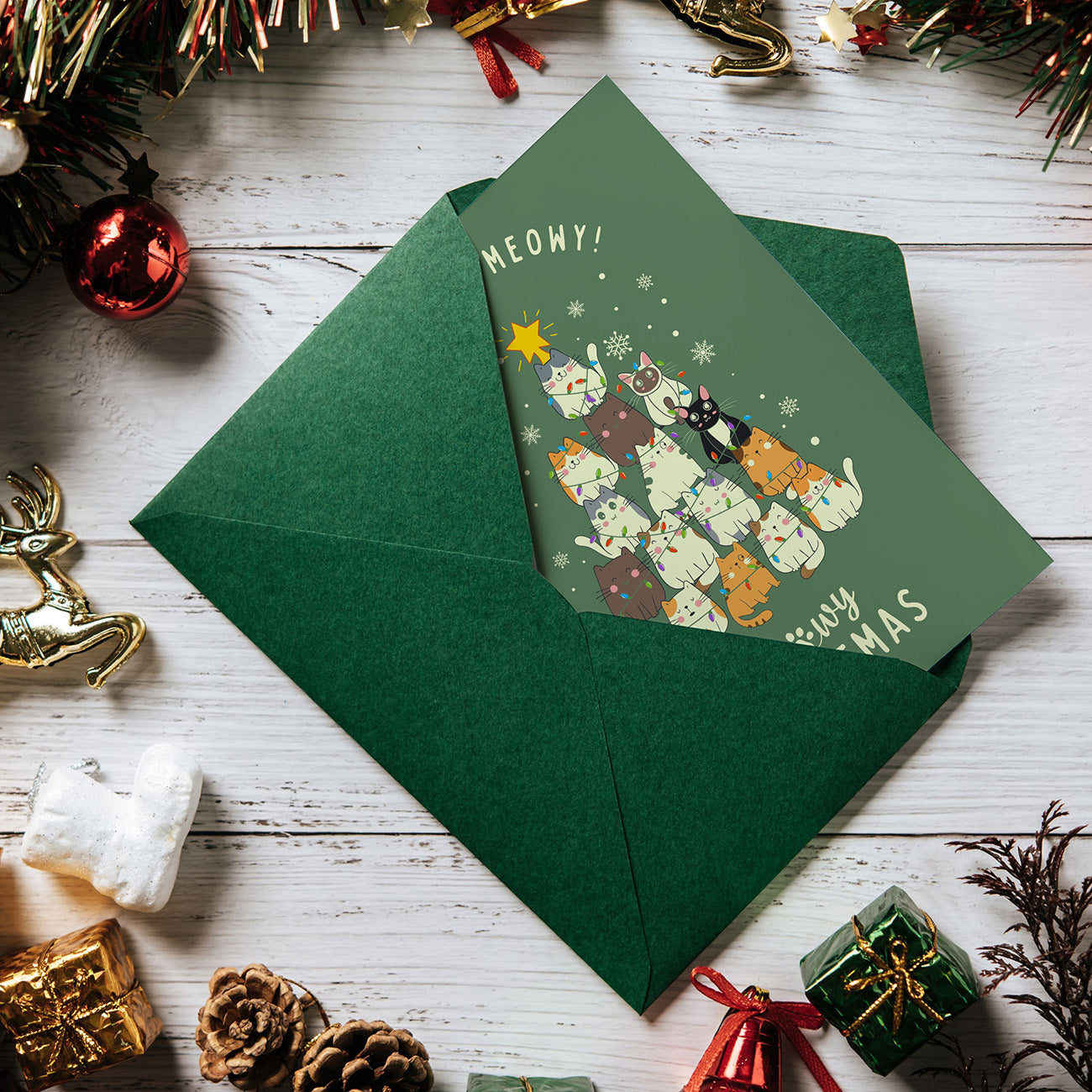 Meowy Christmas Card - Digital download