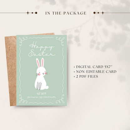 White Bunny Easter Card - Digital download