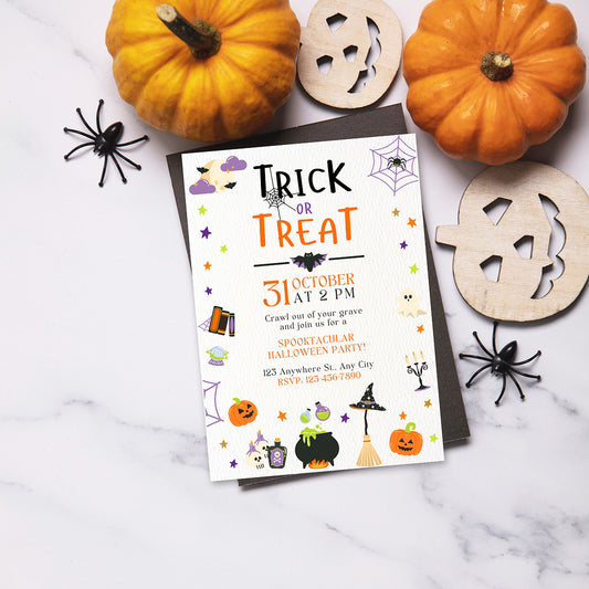 Spooktacular Halloween Party Invitation Editable Template - Digital download