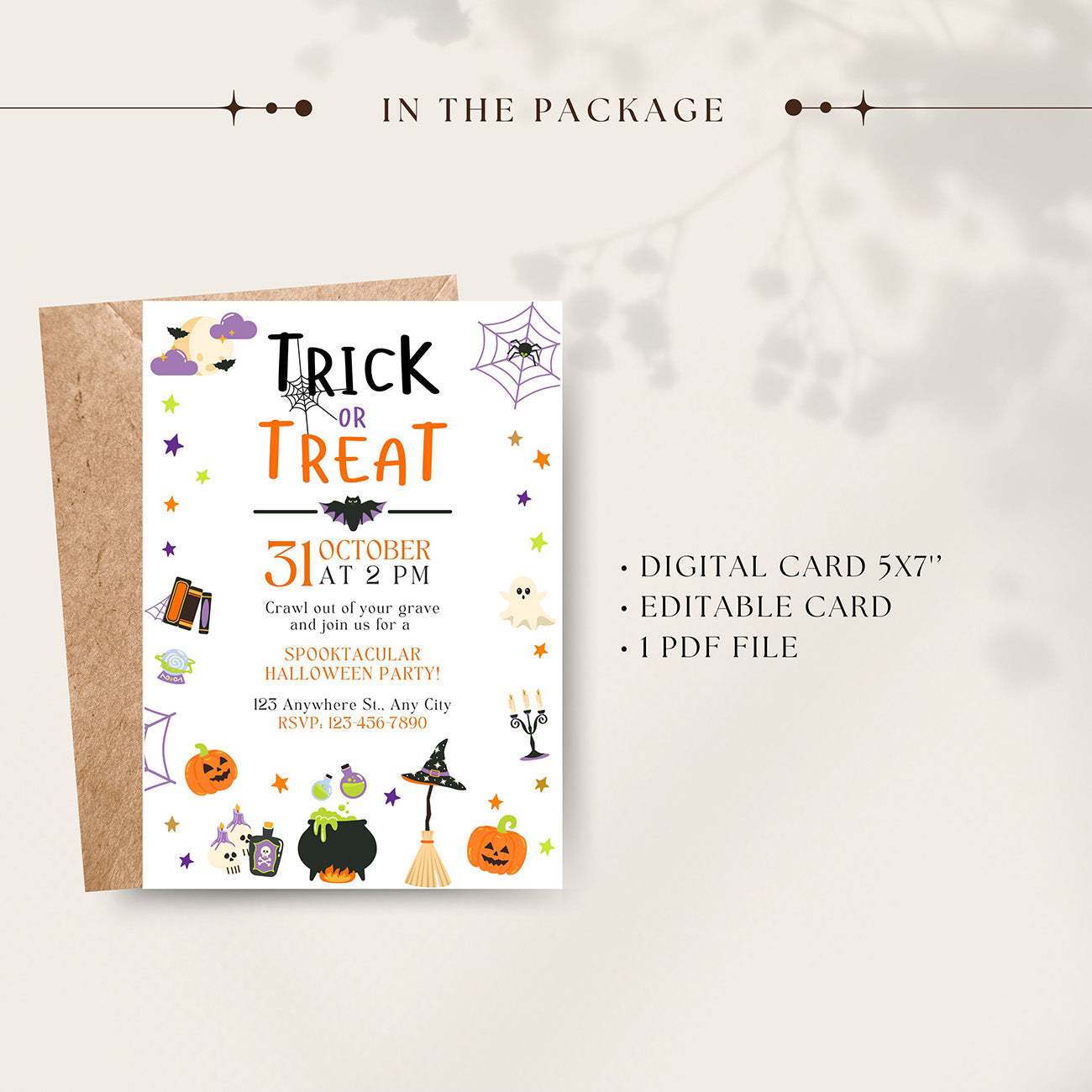 Spooktacular Halloween Party Invitation Editable Template - Digital download