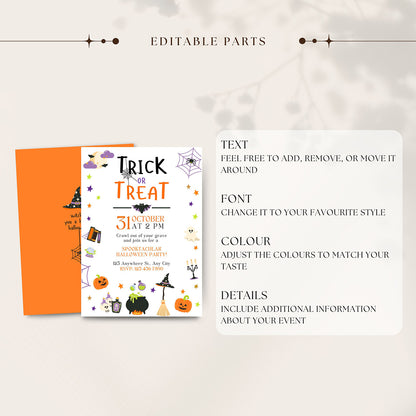 Spooktacular Halloween Party Invitation Editable Template - Digital download