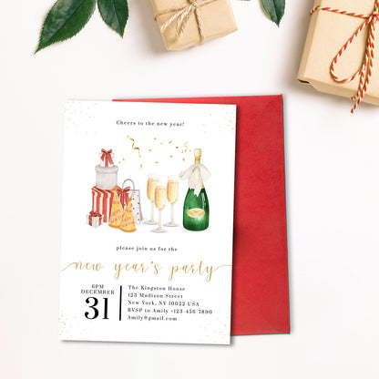 New Years Party Invitation Editable Template - Digital download