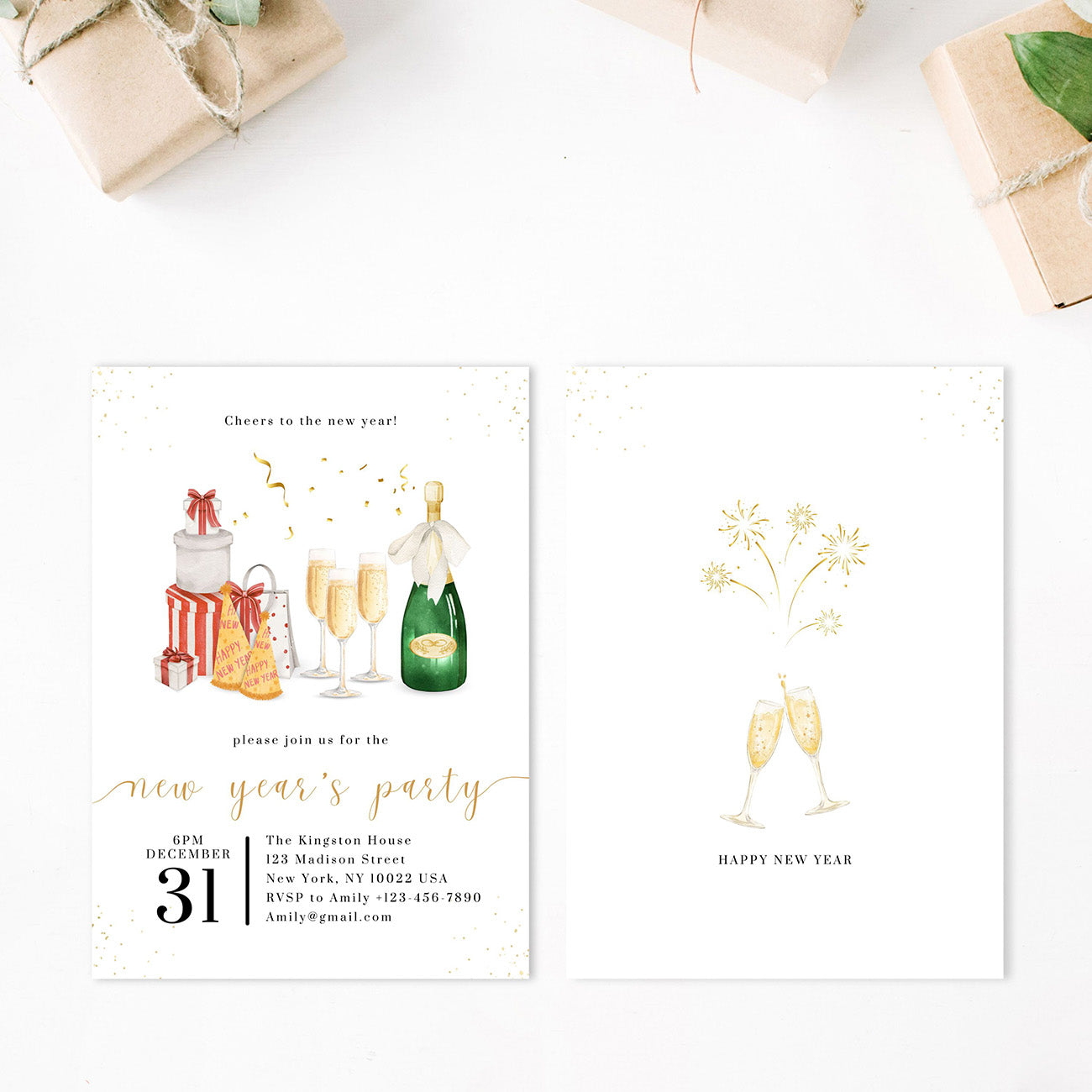 New Years Party Invitation Editable Template - Digital download