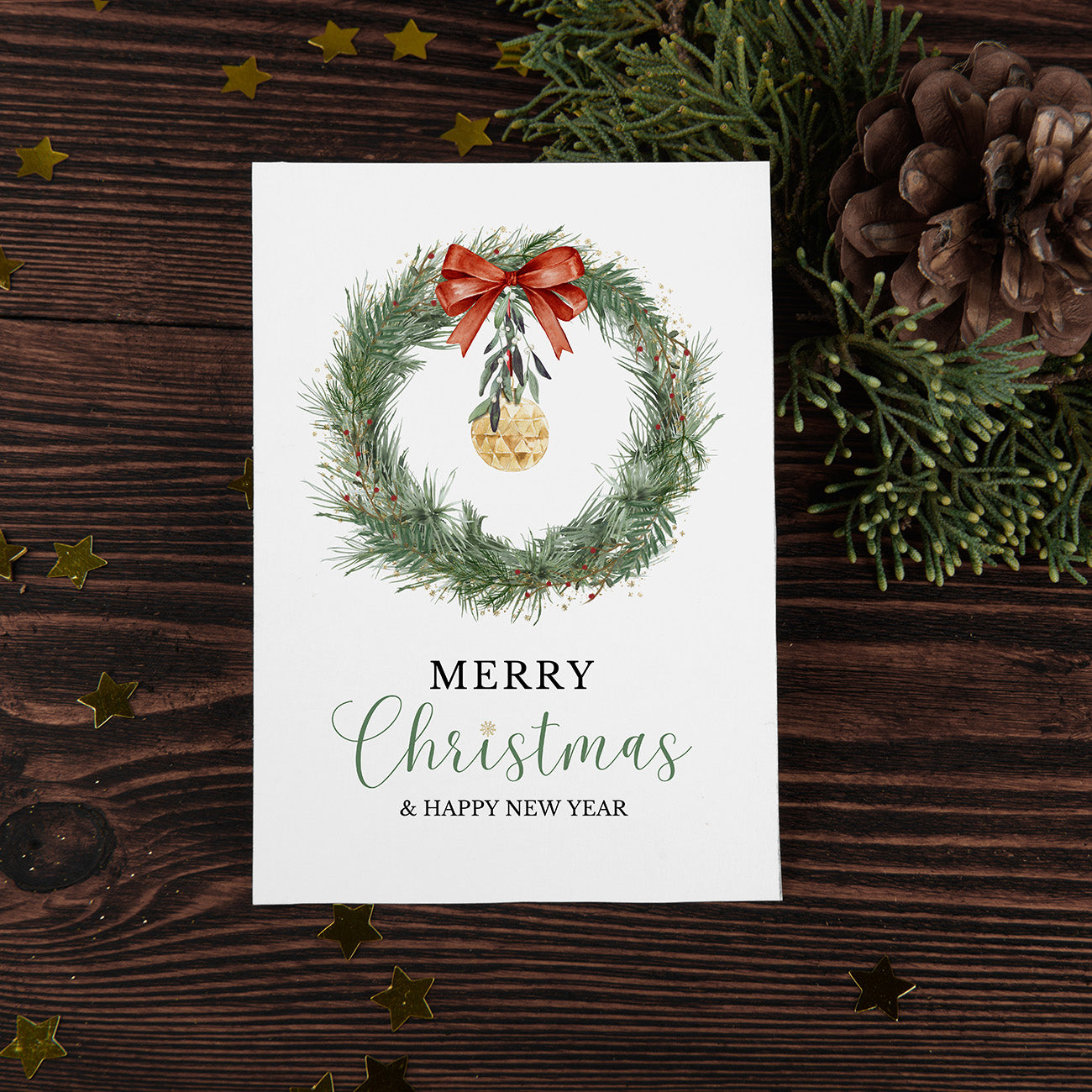 Watercolor Christmas Wreath Card - Digital download