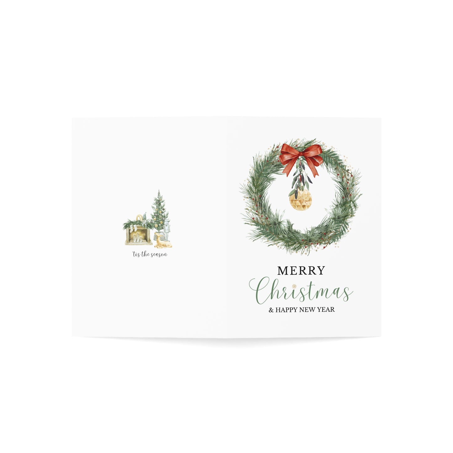 Watercolor Christmas Wreath Card